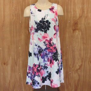 DKNY Floral Jewel Neck Sleeveless Evening Shift Dress Womens Sz 6 Above The Knee